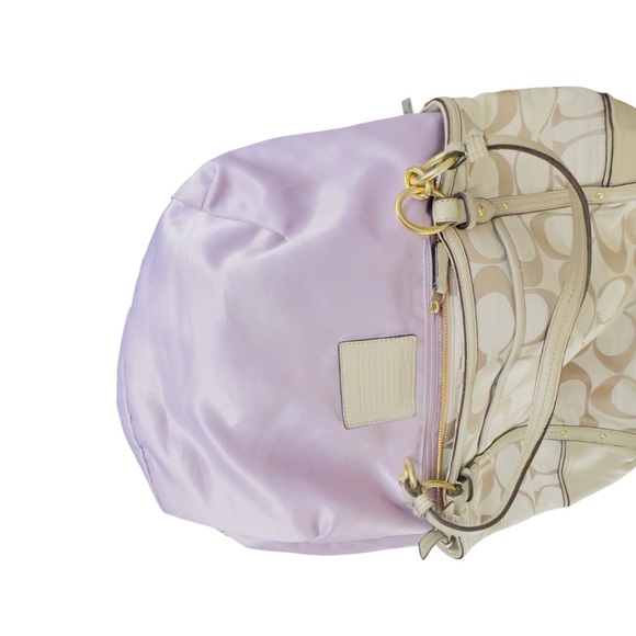 COACH Alexandra Signature C Gorgeous Canvas Cream and Tan Shoulder handbag. - Picture 15 of 16